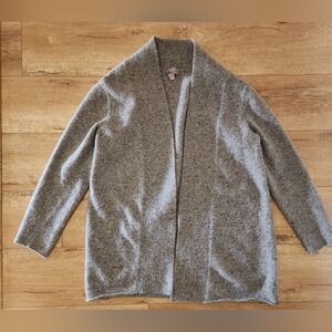 J Jill Sweater Womens L Gray Wool Cashmere Italian Yarn Open Front Cardigan